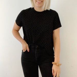 Black Dot-Print Short Sleeve Tee - Unbranded